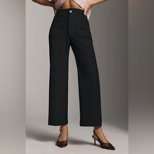 Anthropologie Maeve Black Wide-Leg High-Rise Pants